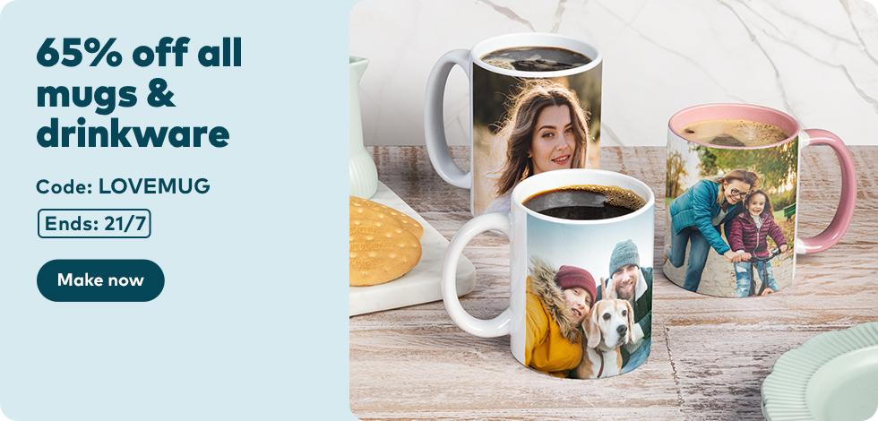 65% off all Mugs & Drinkware